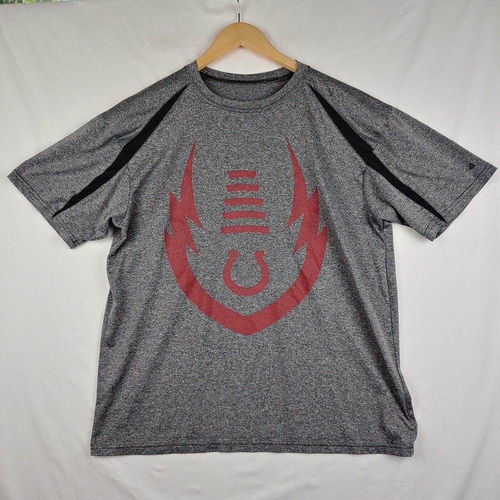 Football T Shirt Mens L/XL Gray Heather Short Sleeve Red Graphic College Sports